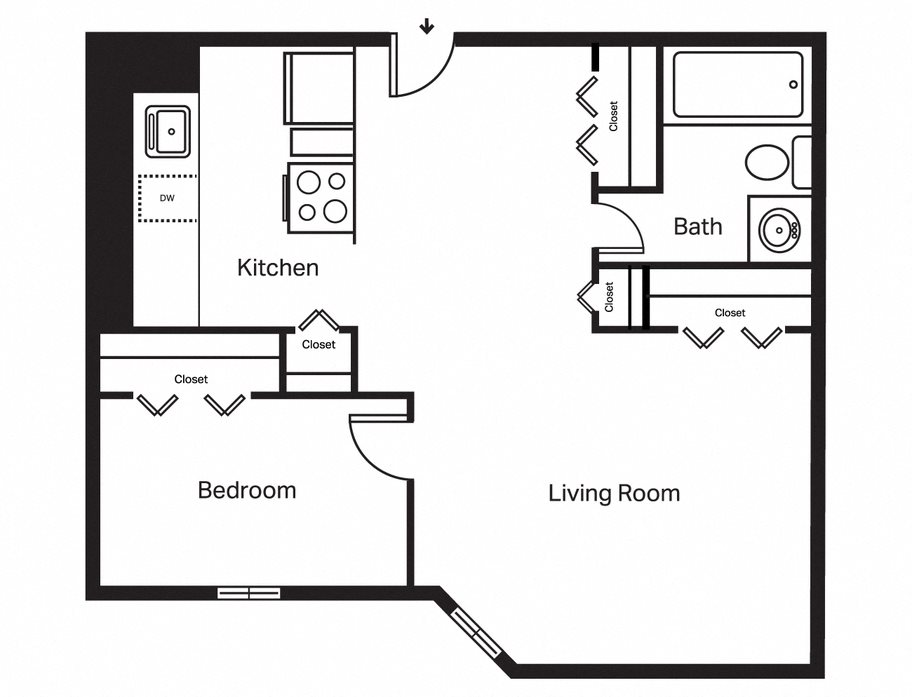 Channel Square Apartments 1 Bedroom Highrise Floor Plan Channel Square Apartments 1 Bedroom Highrise Floor Plan